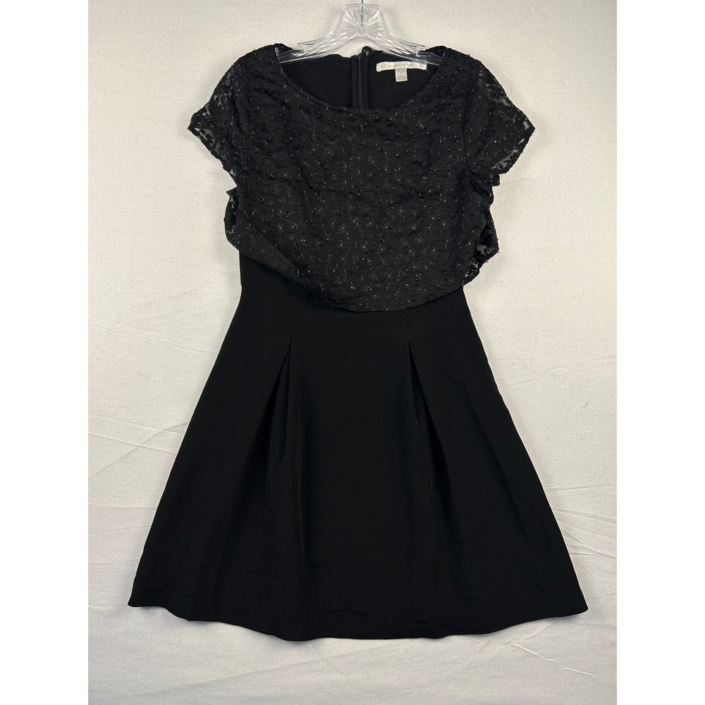 LC Lauren Conrad Black Lace Sequin Cocktail Dress Women Size 4 Fit & Flare